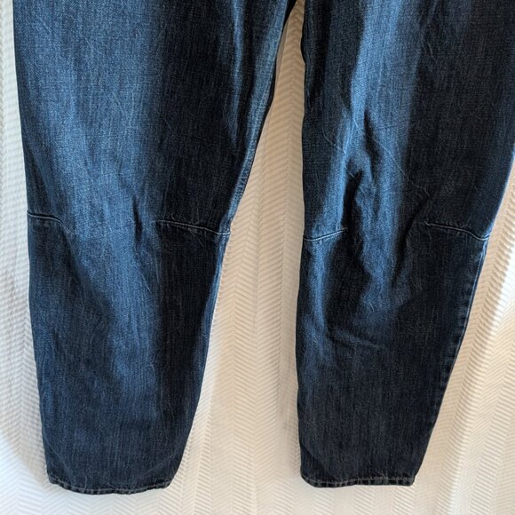 Zara Horseshoe Barrel Jeans Size 8 High Waist Sculpted Leg Dark Blue Wash Denim - Picture 2 of 11